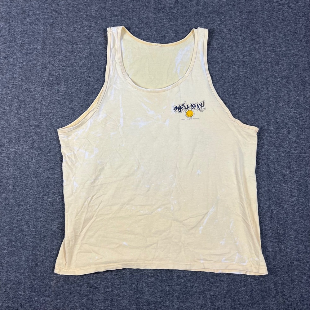 Myrtle Beach Tank Top Men's XL Yellow Acid Wash Surf Beach South Carolina